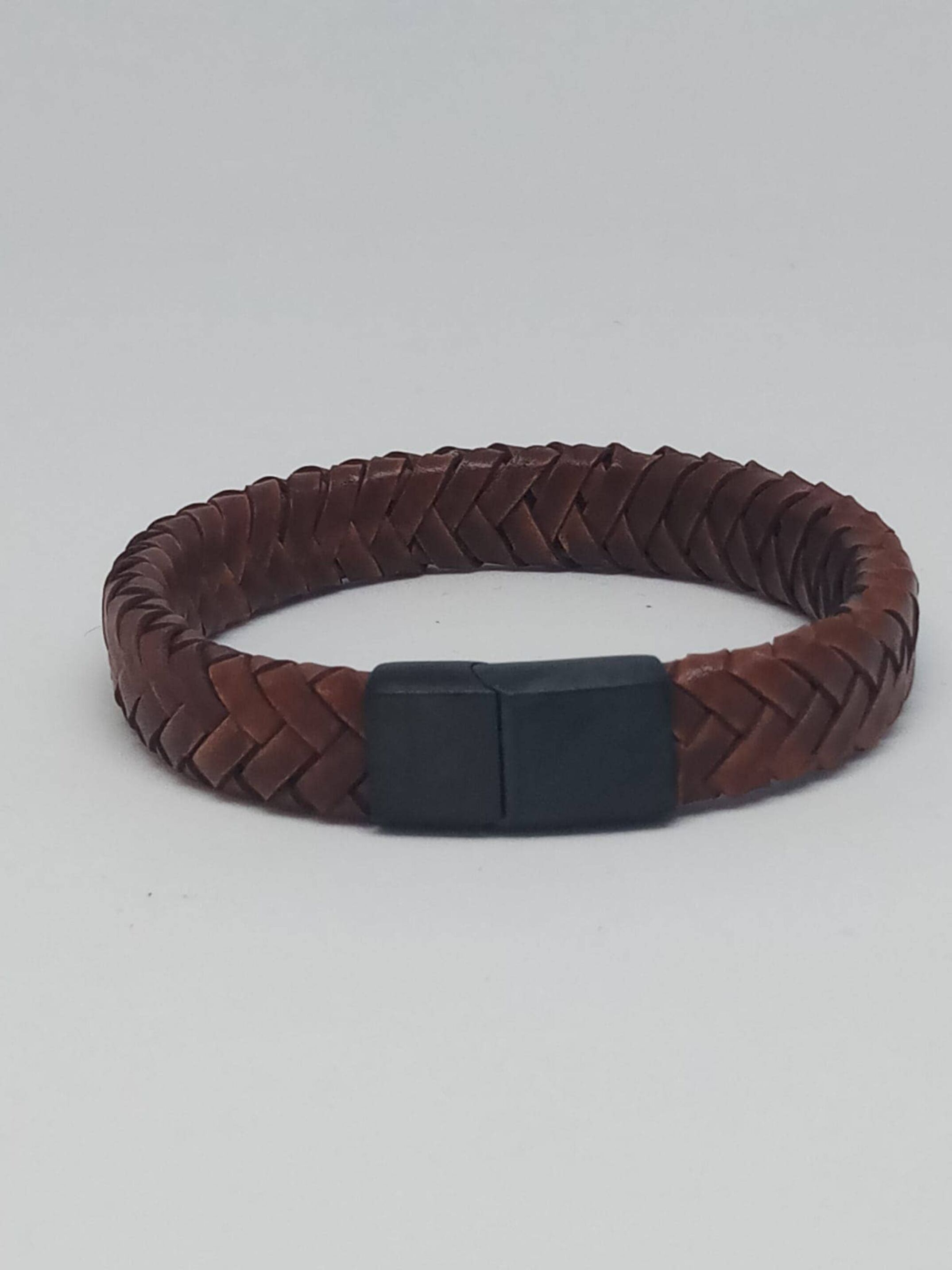 Congac Brown geflochtenes Lederarmband mit MGST 32