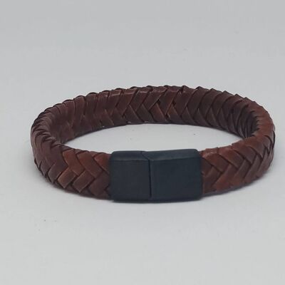 Congac Brown Braided Leather bracelet with MGST 32