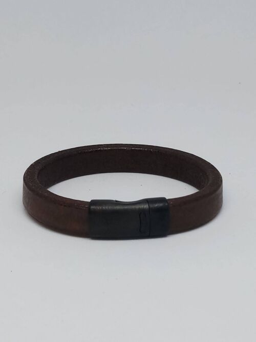 Dark Brown Flat Leather Cord with  MGST 92 11*7mm black lock