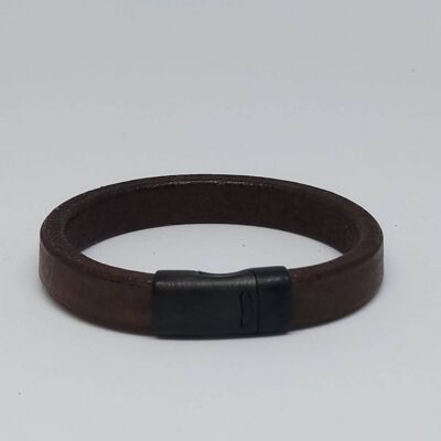 Dark Brown Flat Leather Cord with  MGST 92 11*7mm black lock