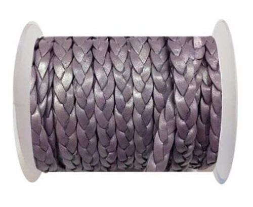 FLAT 3-PLY BRAIDED LEATHER METALLIC-SE-M-07-10MM