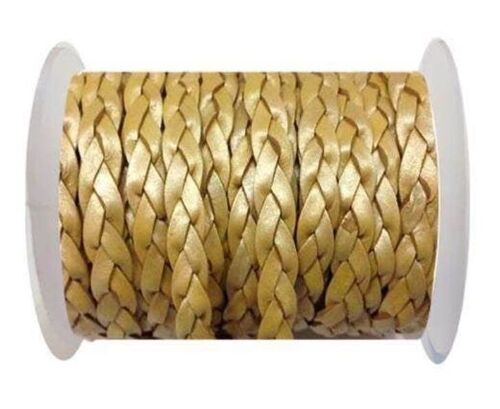 FLAT 3-PLY BRAIDED LEATHER METALLIC-SE-M-13-10MM