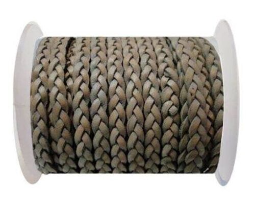 FLAT 3-PLY BRAIDED LEATHER-SE-FPB-GREY-3MM