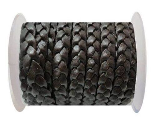 FLAT 3-PLY BRAIDED LEATHER-SE-MATT BLACK-10MM