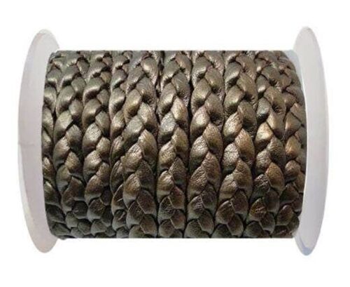 FLAT 3-PLY BRAIDED LEATHER-SE-METALLIC BRONZE-10MM