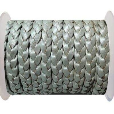 FLAT 3-PLY BRAIDED LEATHER-SE-METALLIC SILVER-10MM