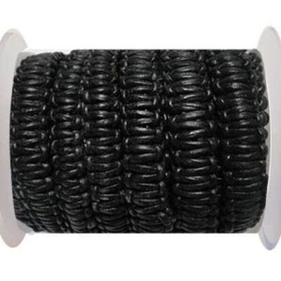 FLAT BRAIDED CORDS-10MM-STAIR CASE STYLE-BLACK
