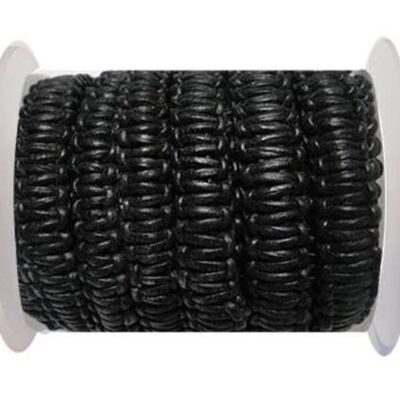 CORDONES TRENZADOS PLANOS-10MM-ESTILO ESCALERA-NEGRO