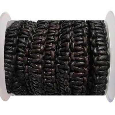 CORDONES TRENZADOS PLANOS-10MM-ESTILO ESCALERA-MARRÓN OSCURO