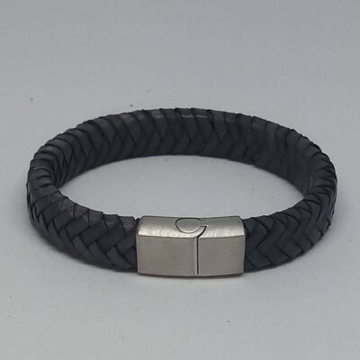 Flat Braided Gray Bracelet with MGST 32 steel lock