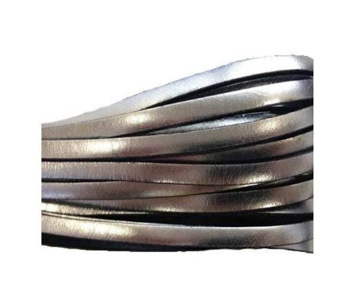 FLACHES LEDER 5 MM – ITALIENISCHER STIL – METALLISCHES SILBER