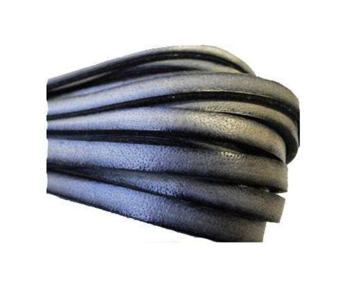 FLACHLEDER ITALIENISCH 5MM - SILBER MIT SCHWARZEN KANTEN