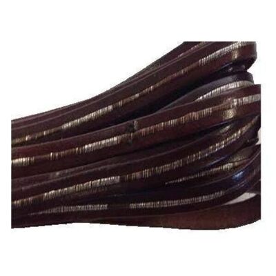 FLAT LEATHER ITALIAN 5MM - SILVER WITH MAROON