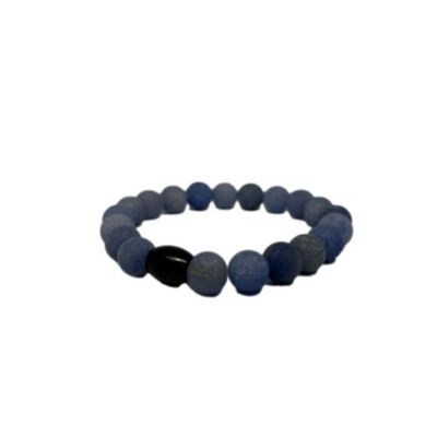 Pulsera de piedras preciosas Aventurina azul mate