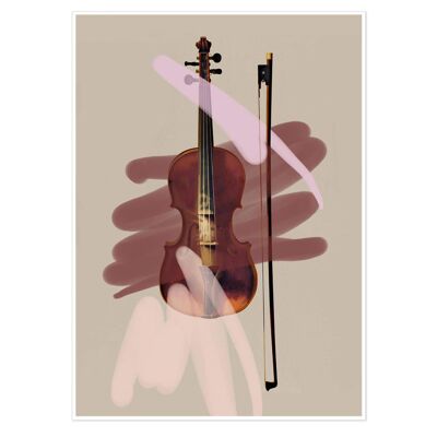 Pink Violin Contemporary Art Print 50x70cm