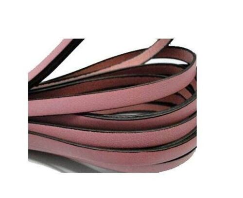 ITALIAN FLAT LEATHER-BLACK EDGES - 10MM - BABY PINK