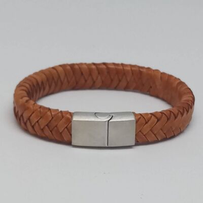 Bracelet en cuir tressé marron clair avec MGST32 11*7mm