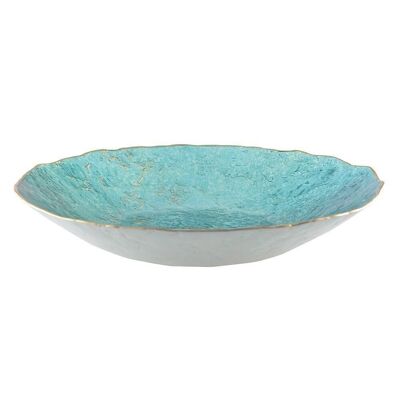 TURQUOISE CUP WITH GOLD EDGE 40CM