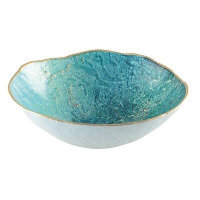 TURQUOISE BOWL WITH GOLD EDGE 20CM