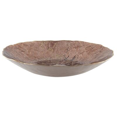 TAZZA MARRONE CON BORDO ORO 40CM