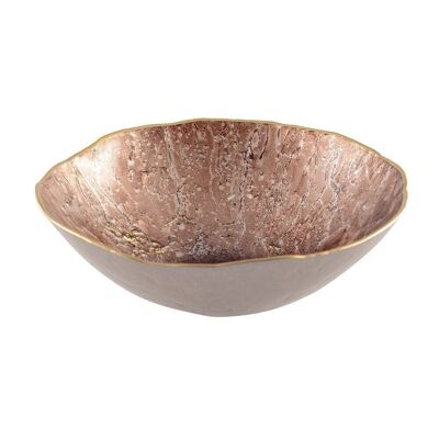 BROWN BOWL WITH GOLD EDGE 20CM