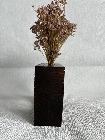 Zinney - Le vase en chêne brûlé pour fleurs séchées. 6