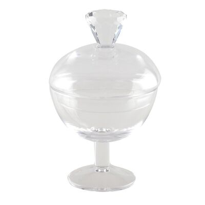 BONBONNIERE EN VERRE AVEC DIAMANT H14CM