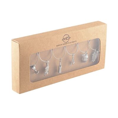SILVER CHARM GLASS MARKS - SET OF 6