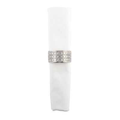 RONDS DE SERVIETTE ARGENT AVEC PETITS DIAMANTS - LOT DE 4