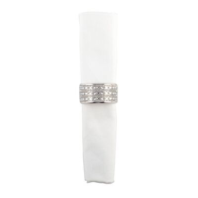 SILVER NAPKIN RING WITH SMALL DIAMONDS - SET OF 4