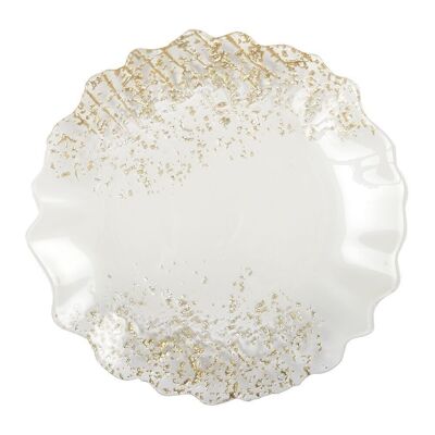 DESSERT PLATE WHITE AND GOLD 21CM