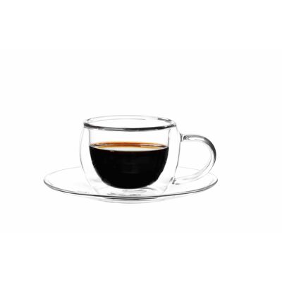 DOUBLE WALL CUPS AND SAUCER 80ML - SET OF 4