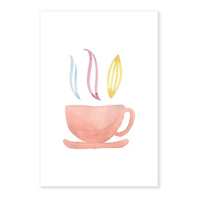 Watercolour Tea Cup Art Print 50x70cm