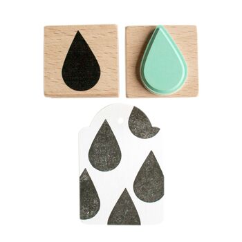 Tampon Tear Drop - Design solide - Vert menthe - Support en bois 5
