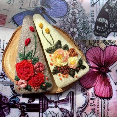 Rose Garden Embroidered Triangle Hair Barrette