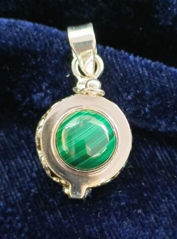 Pendentif Poison Malachite Sterling Argent Pendentif fait à la main 3