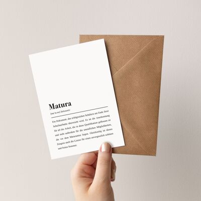 Definición de Matura: tarjeta de felicitación con sobre.