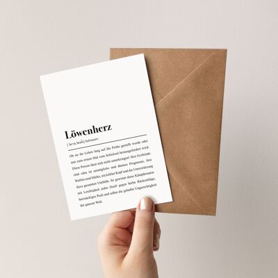 Lionheart Definition: Greeting card with envelope