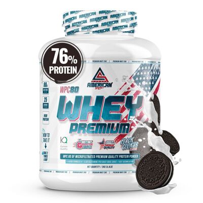 AS Supplemento americano | Proteine Whey Premium 2 Kg | Biscotti Neri | Proteine del siero di latte | Kyowa Quality® L-Glutammina