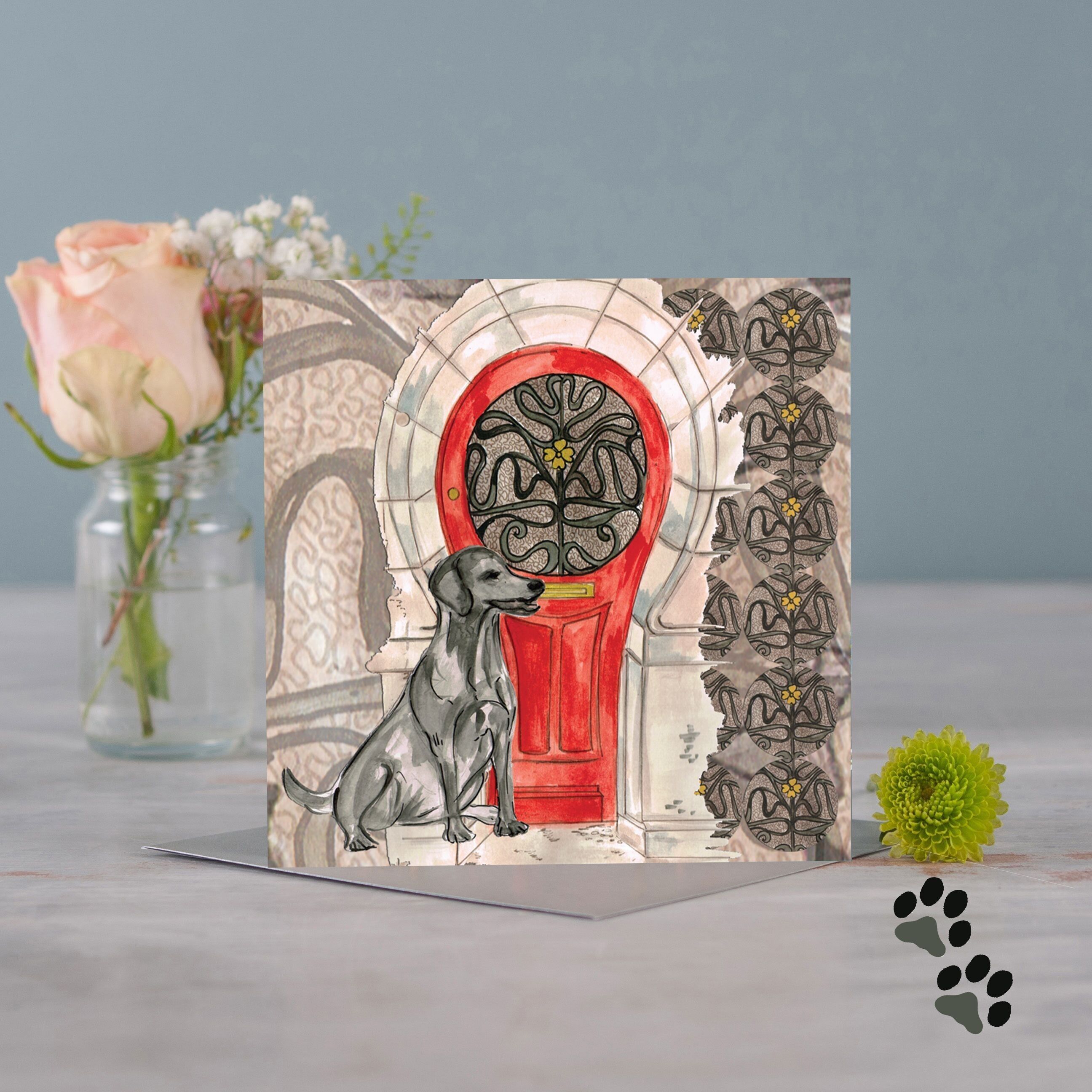 A casa con il biglietto di auguri labrador