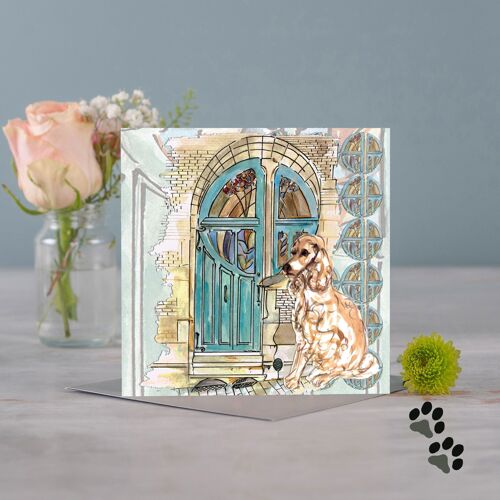 At home with spaniel greeting card