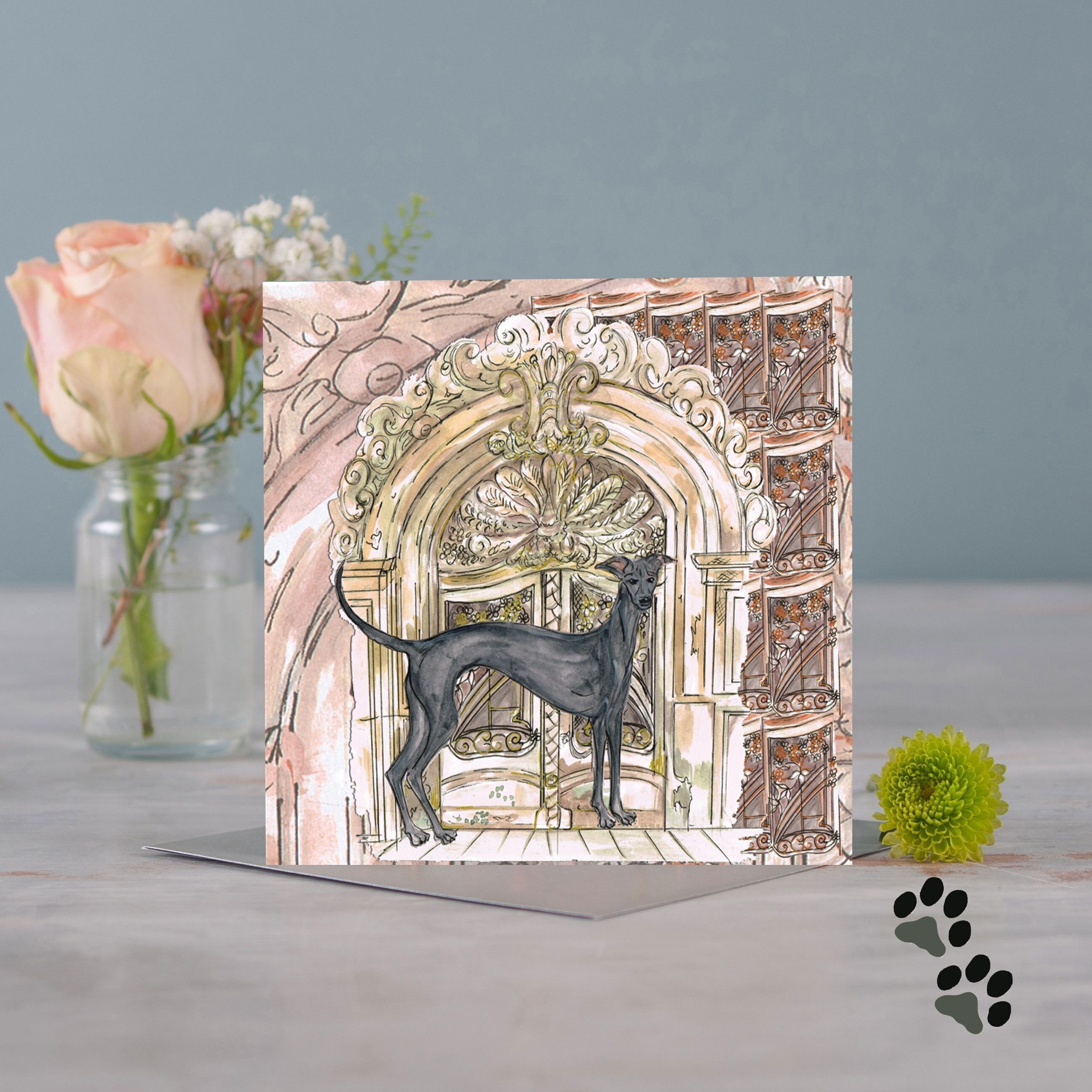 A casa con il biglietto di auguri del levriero