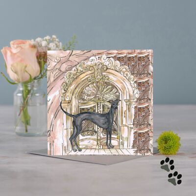 At home with greyhound greeting card