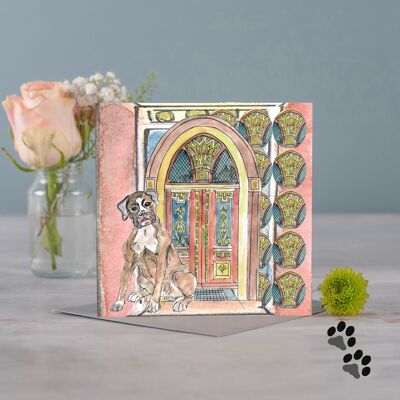 At home with boxer greeting card