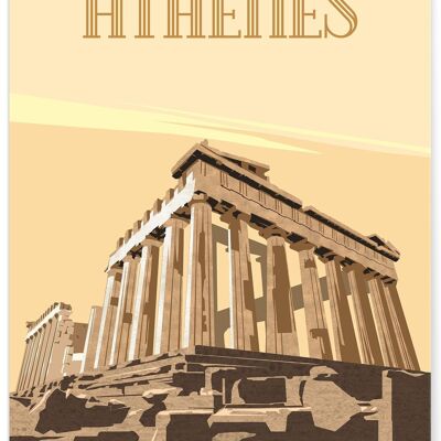 Cartel de ilustración de la ciudad de Atenas.