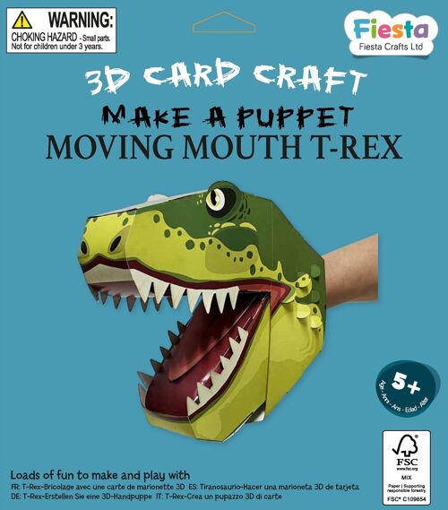 T-Rex Hand Puppet Craft Kit - Make your own card hand puppet