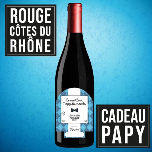 Vin cadeau "Meilleur Papy"  - AOC Côtes du Rhône ROUGE 75cl