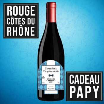 Vin cadeau "Meilleur Papy"  - AOC Côtes du Rhône ROUGE 75cl 1