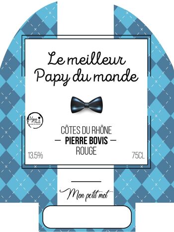 Vin cadeau "Meilleur Papy"  - AOC Côtes du Rhône ROUGE 75cl 2