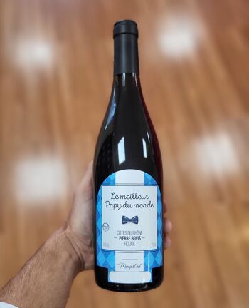 Vin cadeau "Meilleur Papy"  - AOC Côtes du Rhône ROUGE 75cl 3
